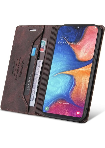 Samsung Galaxy A20E Iki Kart Yuvaları Premium Deri Premium Kılıf (Yurt Dışından)