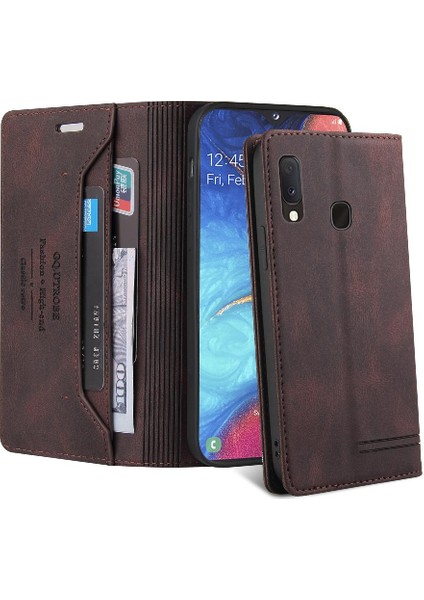 Samsung Galaxy A20E Iki Kart Yuvaları Premium Deri Premium Kılıf (Yurt Dışından)