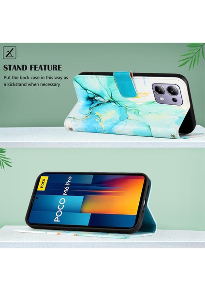 Mellow Mall Xiaomi Redmi Için Not 13 Pro 4g Cüzdan Kickstand Pu Deri Mermer (Yurt Dışından)