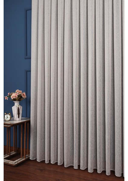 Gri Balık Sırtı Keten Düz Tül Perde (1/2.5 Normal Pile) fiyatları