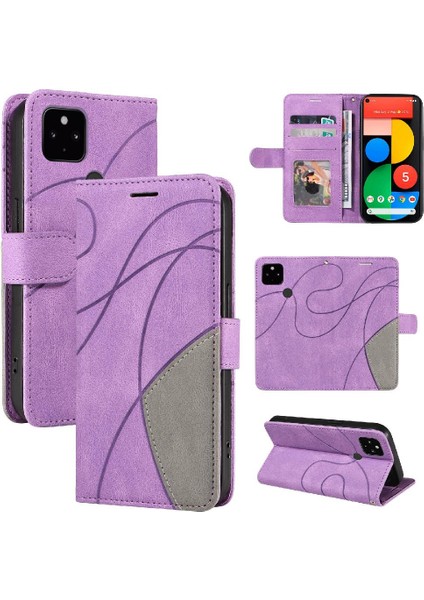 Kart Yuvası Standı ile Google Piksel 5 Için Kılıf Pu Deri Flip Folio Kılıf (Yurt Dışından)