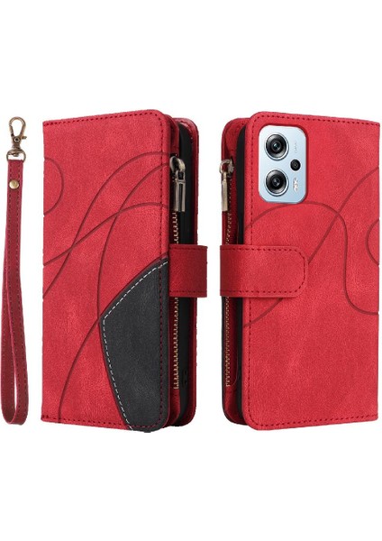 Xiaomi Poco X4 Gt Fermuar Cüzdan Tarzı Dokuz Kart Yuvaları Iki Renkli (Yurt Dışından)