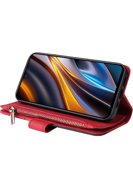 Xiaomi Poco X4 Gt Fermuar Cüzdan Tarzı Dokuz Kart Yuvaları Iki Renkli (Yurt Dışından)