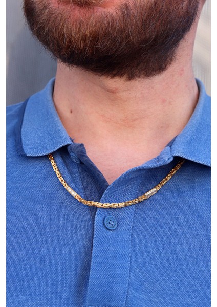 Zirkon Taşlı Altın Kaplama 925 Ayar Gümüş Zincir Kolye 201023125