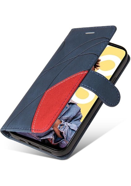 Realme C55 4g Iki Renkli Dikiş Kickstand Koruyucu Pu Deri (Yurt Dışından)