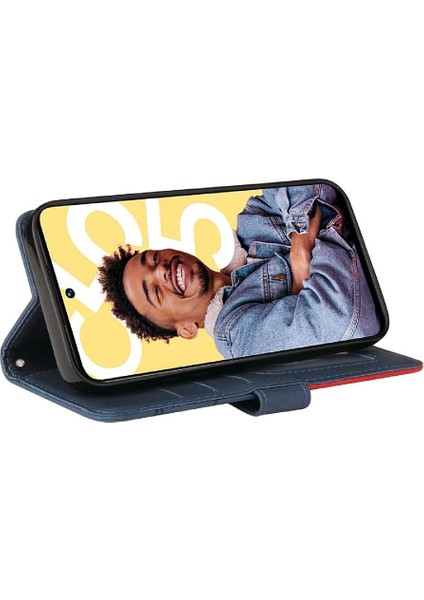 Realme C55 4g Iki Renkli Dikiş Kickstand Koruyucu Pu Deri (Yurt Dışından)