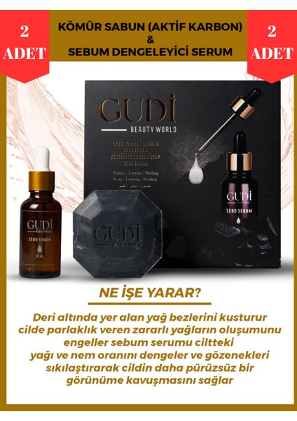 Aktif Kömür Sabunu 120 gr & cilt Yağı Dengeleyici Sebo Serum 35 ml X2 Adet