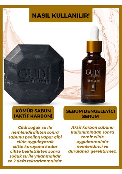 Aktif Kömür Sabunu 120 gr & cilt Yağı Dengeleyici Sebo Serum 35 ml X2 Adet