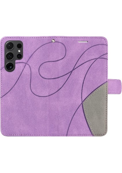 Samsung Galaxy S24 Ultra Iki Renkli Dikiş Pu Deri Flip Case (Yurt Dışından) fırsatları