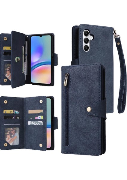 El Kayışı Kart Tutucu ile Samsung Galaxy A05S Manyetik Deri Kılıf (Yurt Dışından)