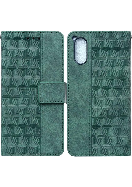 Sony Xperia 5 V Cüzdan Kapak Için Kılıf Geometrik Kabartmalı Kickstand Özelliği (Yurt Dışından)