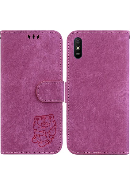 Xiaomi Redmi 9A Kabartmalı Sevimli Kaplan Flip Folio Cüzdan Kılıf Tutucu (Yurt Dışından)
