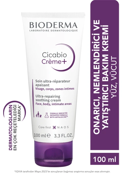 Cicabio Cream+ Cilt Bariyeri Onarıcı Nemlendirici Yatıştırıcı Tüm Ciltler Için Yüz Vücut Krem 100ML