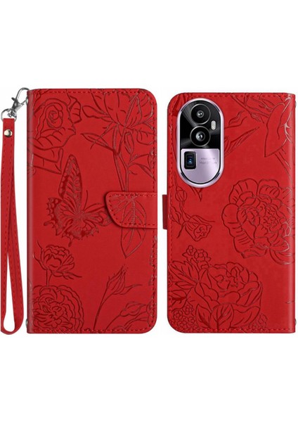 Kılıf Için Oppo Wrist 10 Pro 5g Bilek Kayışı Çiçekler ve Kelebekler Pu (Yurt Dışından)