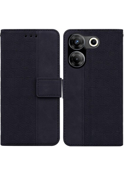 Tecno Camon 20 4g Kickstand Özelliği Için Kılıf Geometrik Kabartmalı Cüzdan Pu (Yurt Dışından)