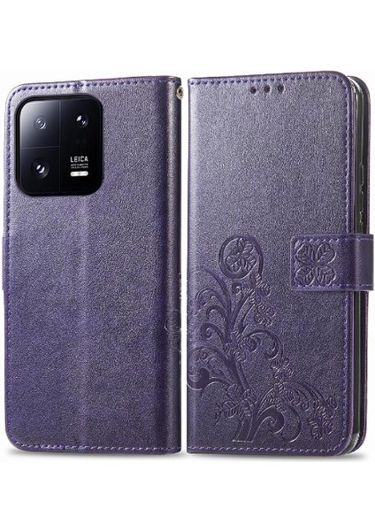 Xiaomi 13 Için Kılıf Pro Kısa Kayış Deri Kılıf Kapak Çevirin Zarif Dört (Yurt Dışından)