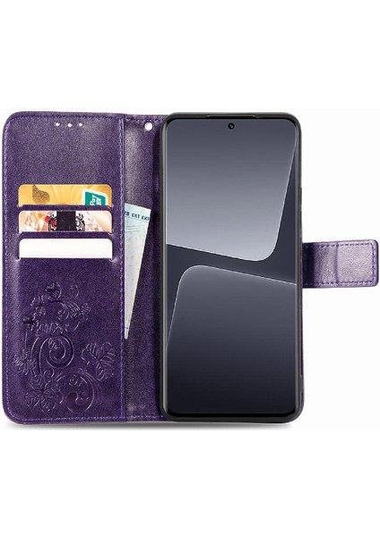 Xiaomi 13 Için Kılıf Pro Kısa Kayış Deri Kılıf Kapak Çevirin Zarif Dört (Yurt Dışından)