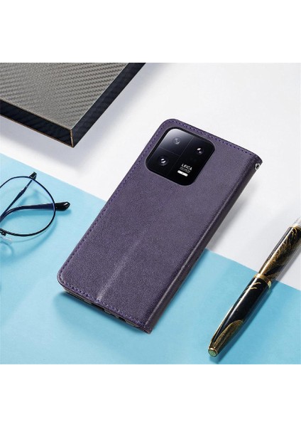 Xiaomi 13 Için Kılıf Pro Kısa Kayış Deri Kılıf Kapak Çevirin Zarif Dört (Yurt Dışından)