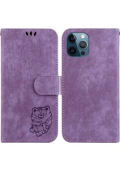 Iphone 12 Için Kılıf Pro Kabartmalı Sevimli Kaplan Flip Folio Kart Cep Tutucu (Yurt Dışından)