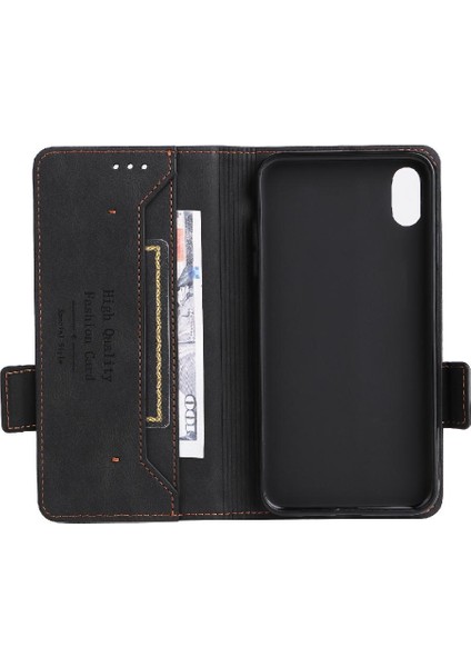 Kart Tutucu ile iphone Xs Max Için Kılıf Kickstand Deri Folio Flip Case (Yurt Dışından)