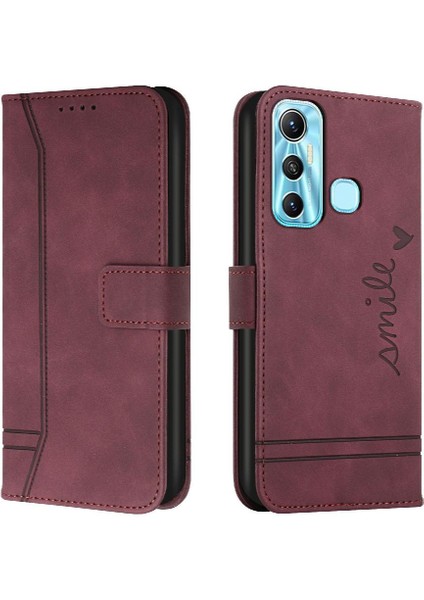 Infinix Sıcak 11 Flip Folio Cüzdan Için Telefon Kılıfı El Kayışı Pu Deri Kart (Yurt Dışından)