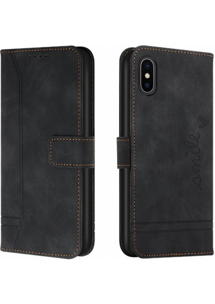 Telefon Kılıfı Için iphone X/xs Kart Yuvaları Kapak Manyetik Kapatma Flip Folio Pu (Yurt Dışından)