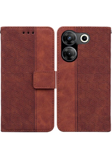 Tecno Camon 20 4g Kickstand Özelliği Için Kılıf Geometrik Kabartmalı Cüzdan Pu (Yurt Dışından)