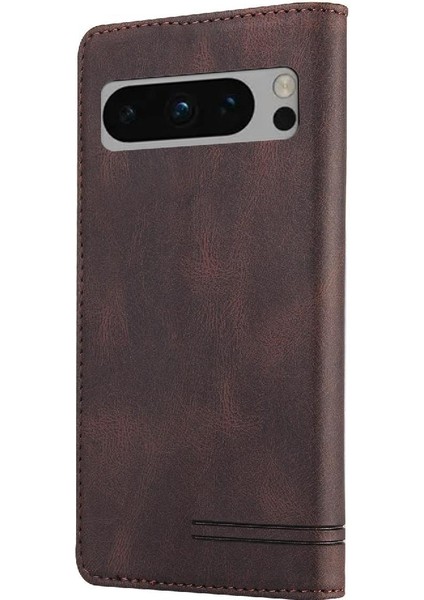 Google Pixel 9 Pro Premium Deri Kickstand Premium Deri Için Kılıf (Yurt Dışından)