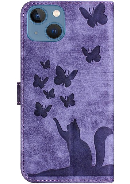 IPhone 13 Için Kılıf Tutucu Kapak Cüzdan Kılıf Kart Cep Flip Folio Kedi (Yurt Dışından)