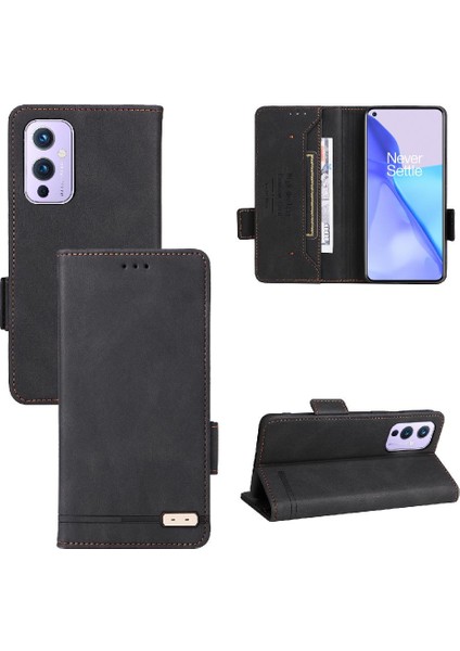Kart Tutucu Kickstand ile Oneplus 9 Deri Folio Flip Case Için Kılıf (Yurt Dışından)