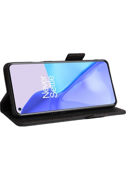 Kart Tutucu Kickstand ile Oneplus 9 Deri Folio Flip Case Için Kılıf (Yurt Dışından)