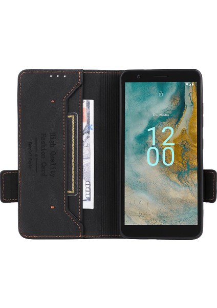 Mays Boutique Nokia C02 Deri Folio Flip Case Için Kılıf Tam Koruma Koruyucu (Yurt Dışından)