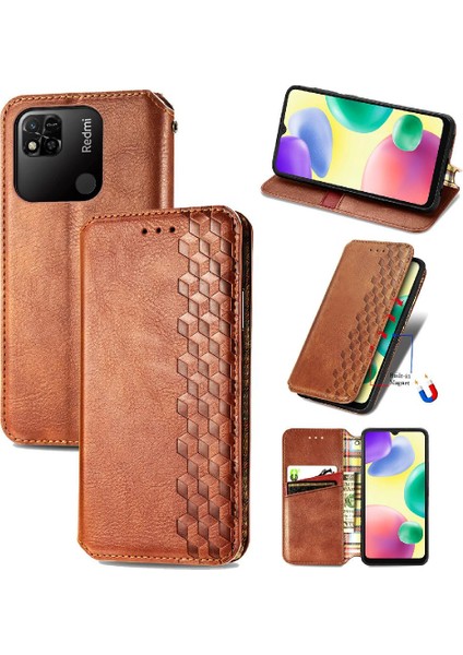 Xıaomı Redmi 10A Deri Kılıf Cüzdan Fonksiyonu Moda Tasarımı (Yurt Dışından)