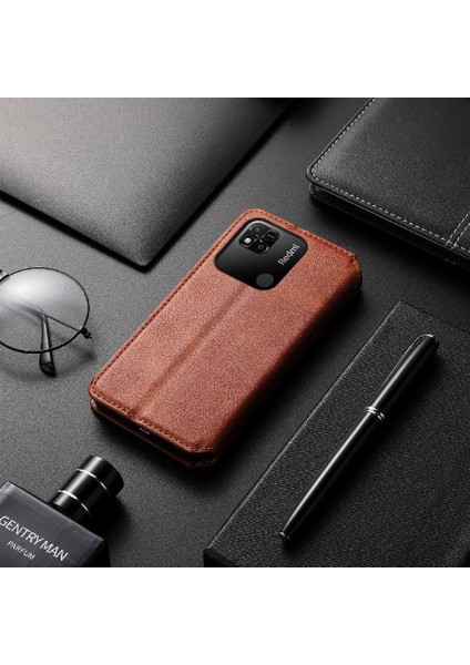 Xıaomı Redmi 10A Deri Kılıf Cüzdan Fonksiyonu Moda Tasarımı (Yurt Dışından)