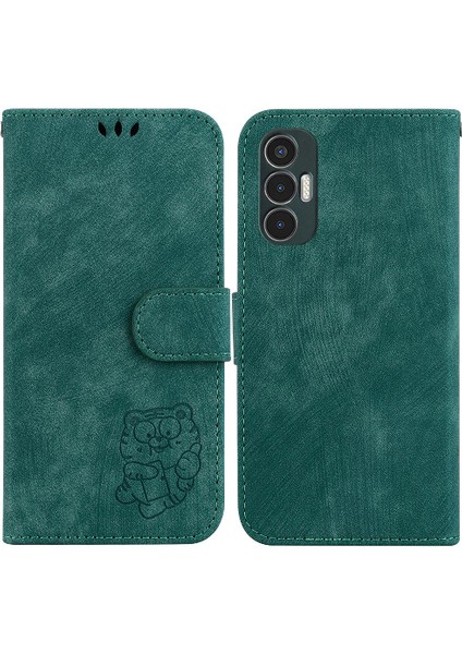 Tecno Pova 3 Kabartmalı Sevimli Kaplan Tutucu Kapak Flip Folio Kart Için Kılıf (Yurt Dışından)