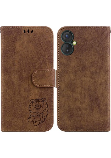 Tecno Spark 9 Pro Flip Folio Kabartmalı Sevimli Kaplan Kartı Cep Vaka (Yurt Dışından)
