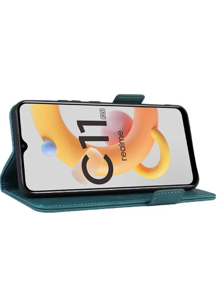 Oppo Realme C11 2021 Koruyucu Kapak Için Kılıf Deri Folio Flip Case (Yurt Dışından)