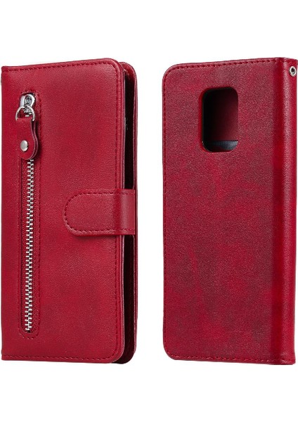 Xiaomi Redmi Not 9s Için Kılıf Deri Fermuar Koruyucu Kapak Kart Yuvası (Yurt Dışından)