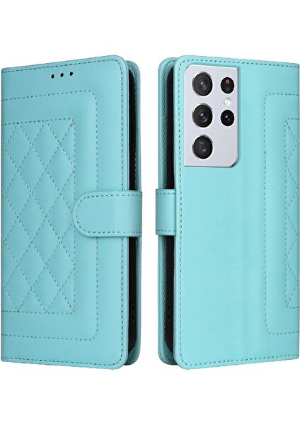 Mellow Mall Samsung Galaxy S21 Ultra Darbeye Deri Kılıf Için Flip Case Basit (Yurt Dışından)