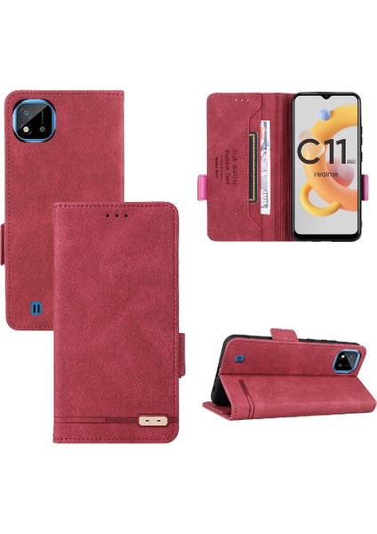 Oppo Realme C11 2021 Koruyucu Kapak Için Kılıf Deri Folio Flip Case (Yurt Dışından)