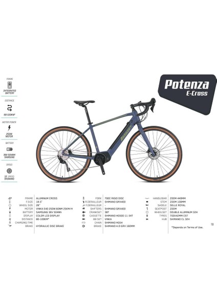 Potenza Gravel Elektrikli Bisiklet 2024 10 Vites 18.5 Inc