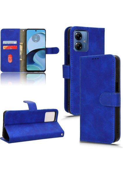 Motorola Moto G14 4g Deri Folio Flip Case Kart Ekleme Için Kılıf (Yurt Dışından)