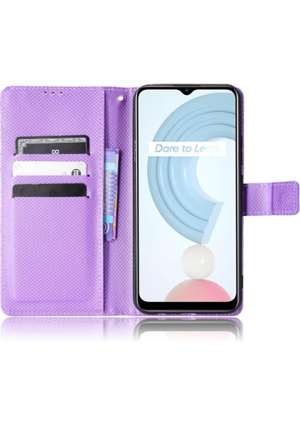 Realme C21 Kart Tutucu Kapak Manyetik Cüzdan Kickstand Için Kılıf (Yurt Dışından)