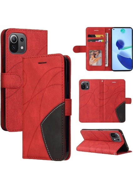 Xiaomi 11 Lite Için Iki Renkli Dikiş Kickstand Koruyucu Kart ile (Yurt Dışından)