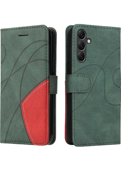 Samsung Galaxy A05S Iki Renkli Dikiş Pu Deri Flip Folio Için Kılıf (Yurt Dışından)