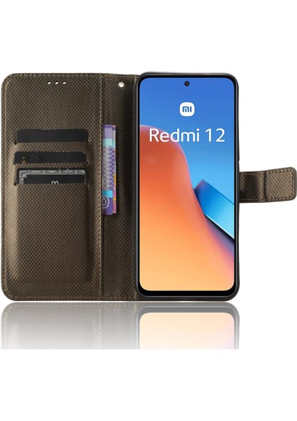 Xiaomi Redmi Için 12 4g Kart Tutucu Kickstand Manyetik Cüzdan Kapak (Yurt Dışından)