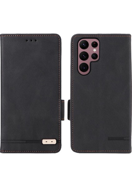 Samsung Galaxy S22 Ultra Deri Folio Flip Case Kart Ekleme Için Kılıf (Yurt Dışından)