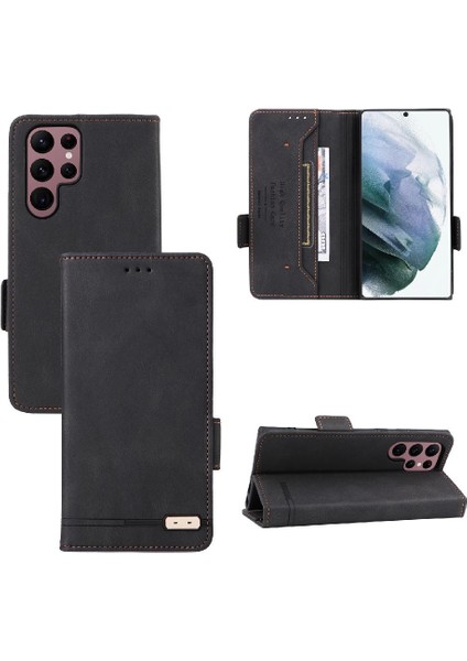 Samsung Galaxy S22 Ultra Deri Folio Flip Case Kart Ekleme Için Kılıf (Yurt Dışından) fiyatları