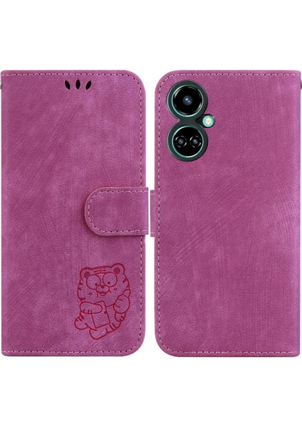 Tecno Camon 19 Kart Cep Cüzdan Kılıf Için Kılıf Kabartmalı Sevimli Kaplan Flip (Yurt Dışından)