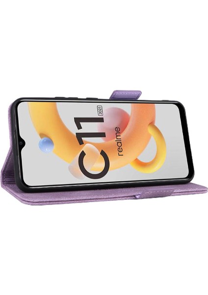 Oppo Realme C11 2021 Koruyucu Kapak Için Kılıf Deri Folio Flip Case (Yurt Dışından)